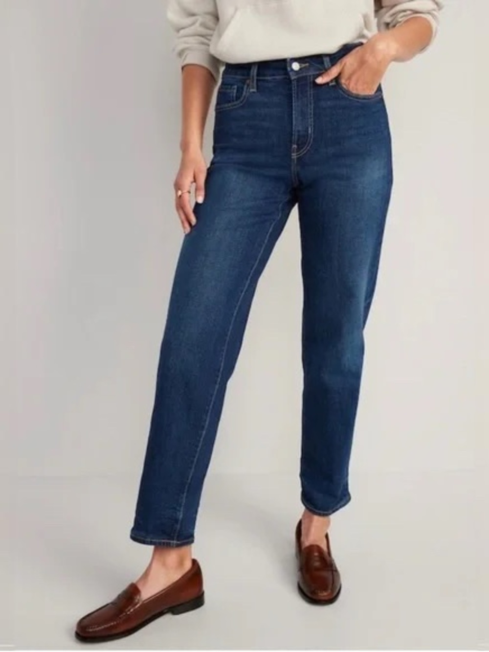 {Old Navy} "High Rise OG Loose" Dark Blue Straight Leg Stretch Denim Jeans